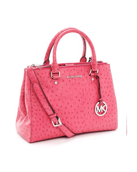 michael kors pink ostrich bag|bedford medium pebbled leather tote.